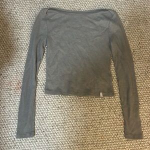 BDG Grey waffle knit boat neck top